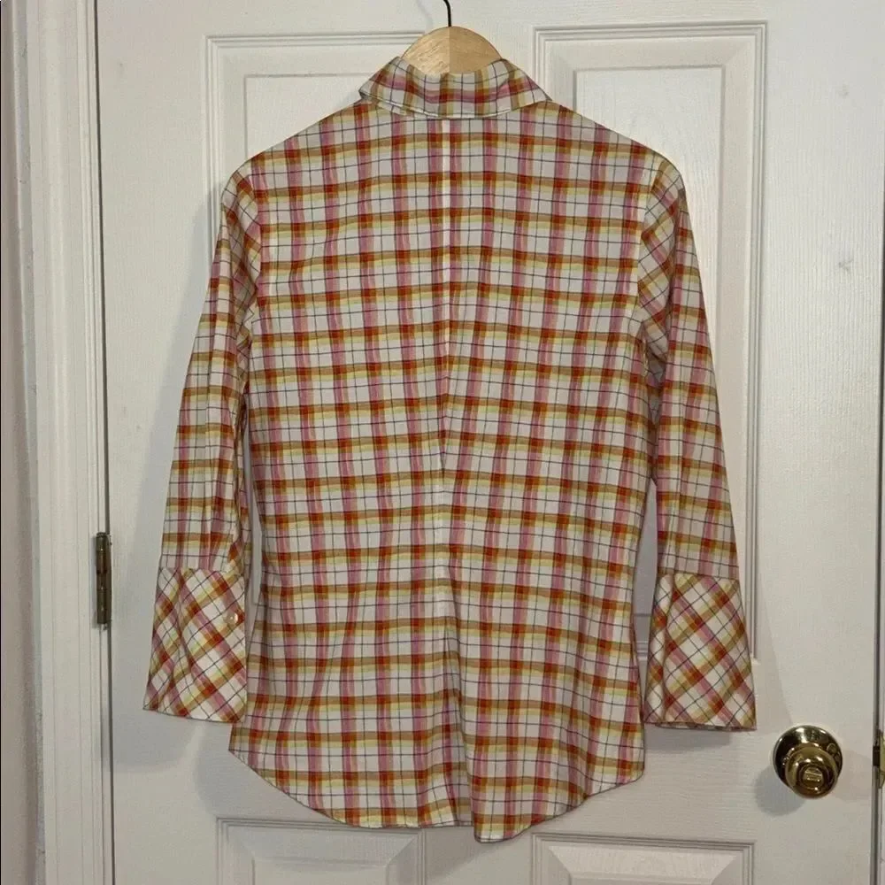 Farinaz Taghavi Orange & Yellow Plaid Button-Up Shirt, 10